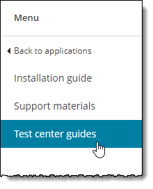 Test center guides menu.